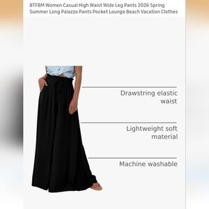 BTFBM Wide Leg Pants with Drawstring Waist - Size S